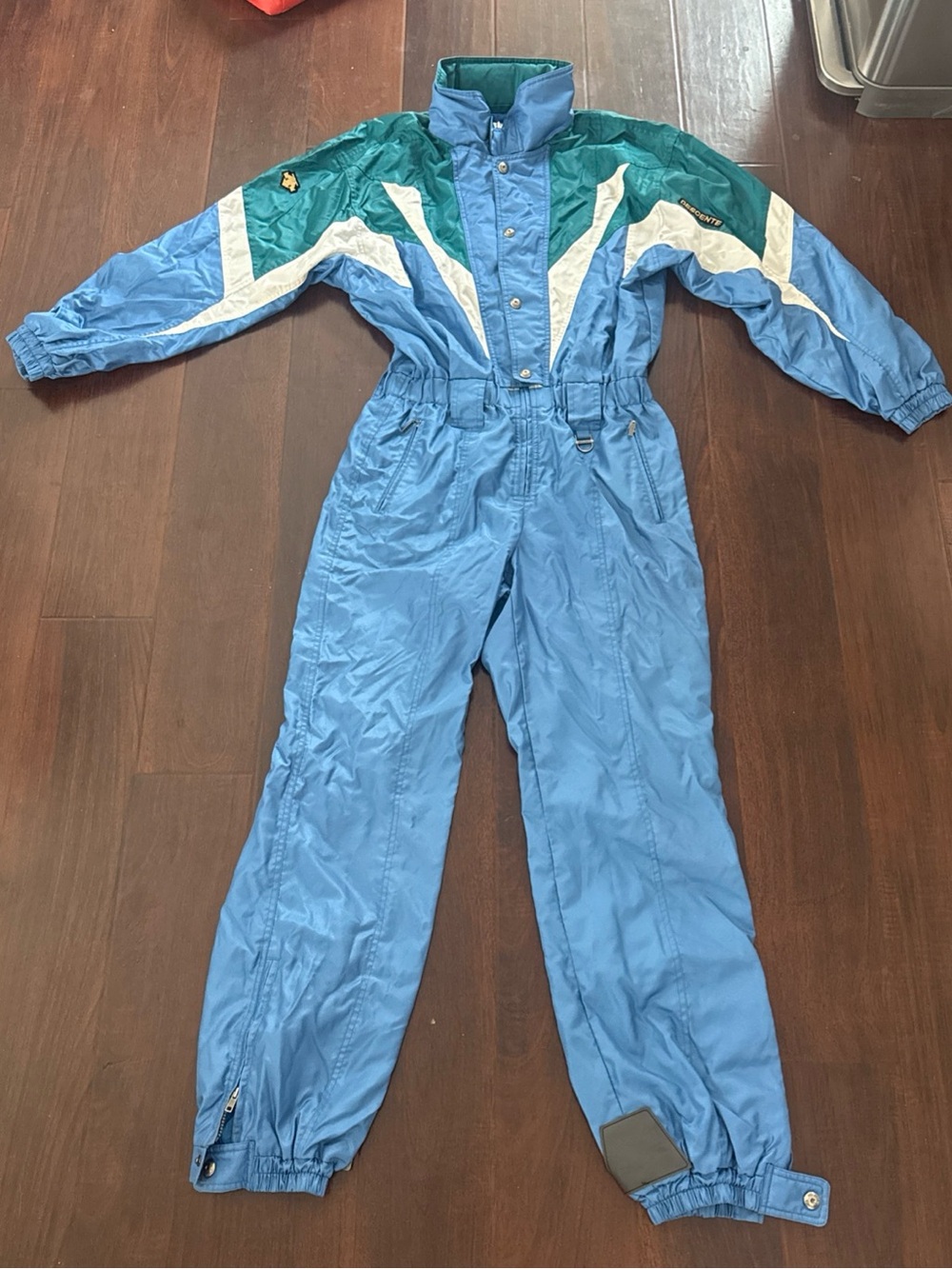 Descente Blue and Yellow Logo Ski Suit XL Unisex